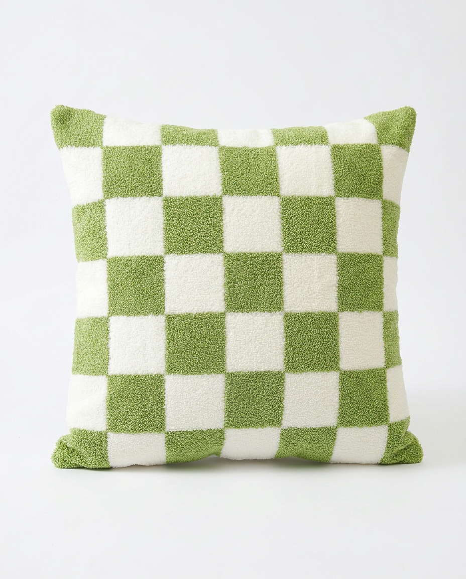 Nordic Checker Canvas Cushion Cover - 45x45cm