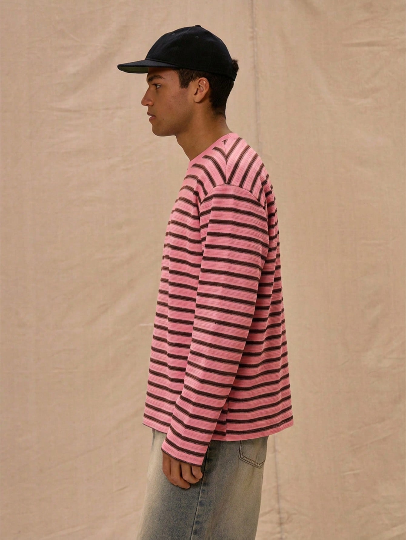 STRIPED M FOR MONEY LONGSLEEVE - PINK