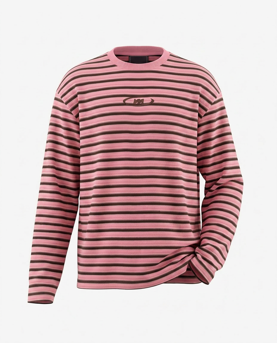 STRIPED M FOR MONEY LONGSLEEVE - PINK